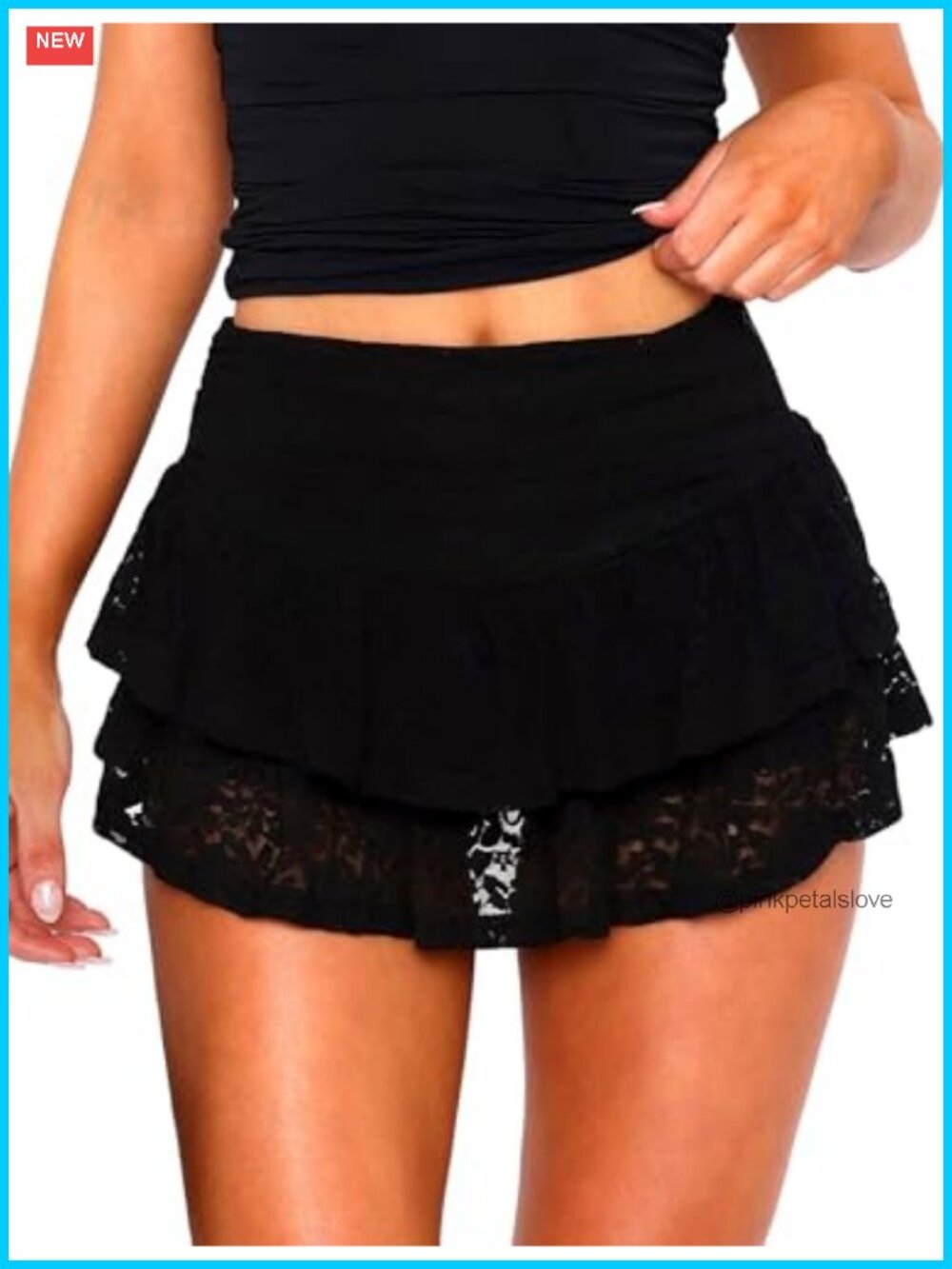 Lace Ruffle Mini Skort High Waisted Pleated See Through Y2k Cute